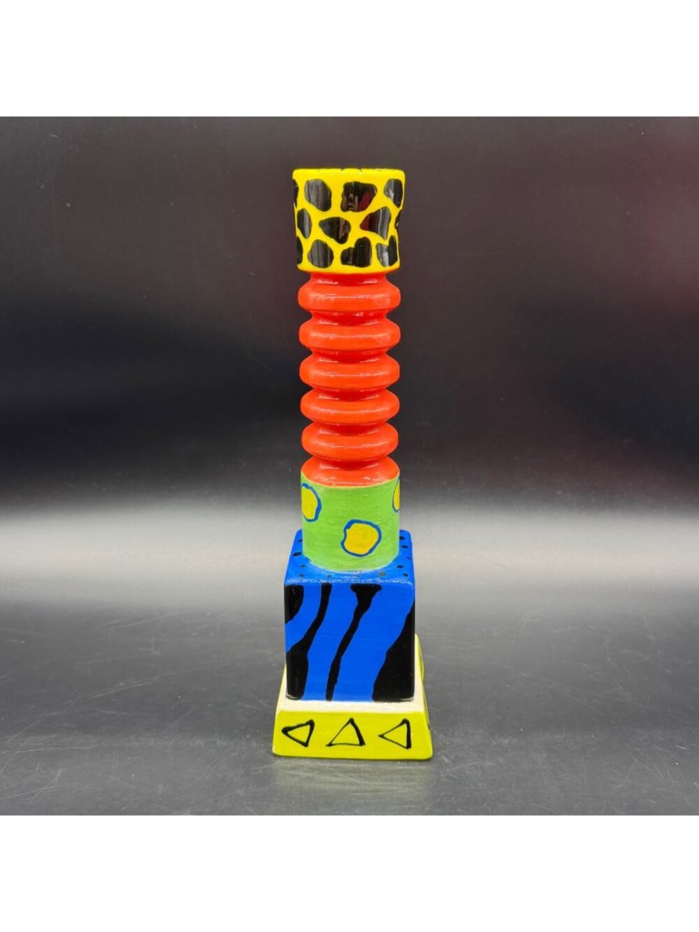 Whimsical Candle Holder Michelle Broussard Hand Painted Memphis Postmodern 1990s